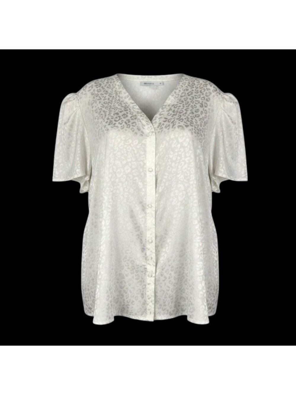 2/$30 Ophelia Roe Cream Satin Leopard Print Blouse Womens Size 2X